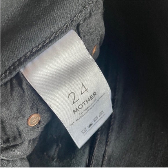 MOTHER- Mid Rise Insider Crop Step Fray Black Not Guilty Ankle Jeans Size 24 - Picture 11 of 12